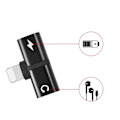 Miniatyrbild 3 av 6: Lightning Splitter x2 Lightning Port Med Stöd För Volymkontroll - Svart