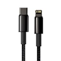 Miniatyrbild 2 av 5: Baseus Tungsten 1m 20W PD USB-C - Lightning Flätad Nylon Kabel - Svart Black Svart