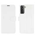 Miniatyrbild 2 av 5: Samsung Galaxy S21 Plus - Litchi Läder Fodral - Vit White Vit