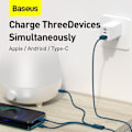 Miniatyrbild 6 av 6: BASEUS 1.5 m 3in1 USB-C/Lightning/MicroUSB Blå