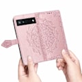 Miniatyrbild 6 av 6: Google Pixel 6A Fodral Mandala Läder Roséguld