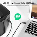 Miniatyrbild 4 av 6: UGREEN 1m USB-A - USB-B 2.0 Kabel Svart