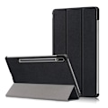 Miniatyrbild 1 av 5: Galaxy Tab S7 FE/S7 Plus/S8 Plus Tri-Fold Läder Fodral Svart Svart