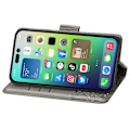 Miniatyrbild 4 av 4: iPhone 15 Pro Fodral Läder Tryckt Fjäril Grå