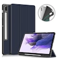 Miniatyrbild 1 av 5: Galaxy Tab S7 FE/S7 Plus/S8 Plus Tri-Fold Fodral Med Pennhållare Mörk Blå Mörkblå