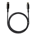 Miniatyrbild 1 av 5: Baseus Tungsten 1m 20W PD USB-C - Lightning Flätad Nylon Kabel - Svart Black Svart