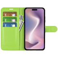 Miniatyrbild 2 av 6: iPhone 16 Pro Max Fodral Litchi Läder Textur Grön