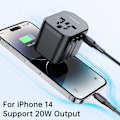 Miniatyrbild 6 av 6: Mcdodo 20W PD Reseadapter 2x USB-A 1x USB-C Svart