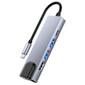 Miniatyrbild 4 av 6: Tech-Protect 5in1 USB-C Hub USB/HDMI/Ethernet/USB-C Grå