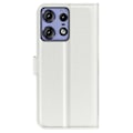 Miniatyrbild 6 av 6: Motorola Edge 50 Pro 5G Litchi Läder Fodral Vit