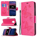 Miniatyrbild 6 av 6: Nokia G10 / G20 Fodral Tryckt Butterfly Läder Rosa