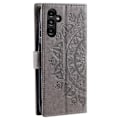 Miniatyrbild 6 av 6: Samsung Galaxy A35 5G Fodral Mandala Läder Grå
