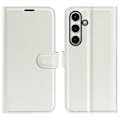 Miniatyrbild 1 av 6: Samsung Galaxy S24 FE Fodral Litchi Läder Textur Vit