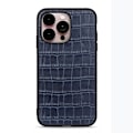 Miniatyrbild 1 av 4: iPhone 14 Pro Max Skal Äkta Läder Krokodil Textur Blå