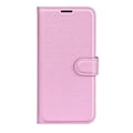 Miniatyrbild 5 av 6: iPhone 16e Fodral Litchi Läder Ljus Rosa