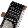 Miniatyrbild 6 av 6: Galaxy S23 Plus Fodral Äkta Läder Krokodil Textur Svart
