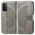 Miniatyrbild 3 av 5: Xiaomi Redmi 9T - Butterfly Läder Fodral - Grå Grey Grå