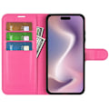 Miniatyrbild 2 av 6: iPhone 16 Plus Fodral Litchi Läder Rosa