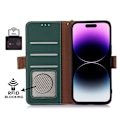 Miniatyrbild 4 av 6: iPhone 15 Pro Max Fodral RFID Äkta Läder Grön