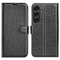 Miniatyrbild 1 av 6: Samsung Galaxy S25 Fodral Litchi Läder Svart
