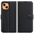 Miniatyrbild 1 av 6: iPhone 13 Fodral Litchi Läder Svart Svart