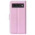 Miniatyrbild 6 av 6: Google Pixel 8A Litchi Läder Fodral Ljus Rosa