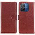 Miniatyrbild 1 av 6: Xiaomi Redmi 12C 4G Fodral Läder Litchi Textur Brun