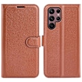 Miniatyrbild 1 av 6: Samsung Galaxy S23 Ultra Fodral Litchi Läder Brun
