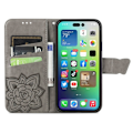 Miniatyrbild 3 av 4: iPhone 15 Pro Max Fodral Läder Fjäril Tryck Grå