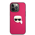 Miniatyrbild 2 av 2: Karl Lagerfeld iPhone 13 Pro Skal PU Läder Karl Head Rosa