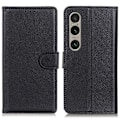 Miniatyrbild 1 av 6: Sony Xperia 1 VI Litchi Läder Fodral Svart
