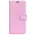 Miniatyrbild 5 av 6: Samsung Galaxy A25 5G Fodral Litchi Läder Ljus Rosa