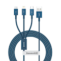 Miniatyrbild 1 av 6: BASEUS 1.5 m 3in1 USB-C/Lightning/MicroUSB Blå