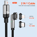 Miniatyrbild 3 av 6: ENKAY 1 m 3in1 USB-C - Lightning / USB-C Magnetisk Svart