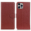 Miniatyrbild 1 av 6: iPhone 16 Pro Max Fodral Läder Litchi Textur Brun