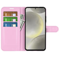 Miniatyrbild 2 av 6: Samsung Galaxy S24 FE Fodral Litchi Läder Textur Ljus Rosa