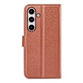 Miniatyrbild 6 av 6: Samsung Galaxy S24 FE Fodral Litchi Läder Textur Brun