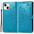 Miniatyrbild 1 av 5: iPhone 15 Plus Fodral Mandala Läder Blå