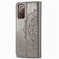 Miniatyrbild 2 av 5: Samsung Galaxy S20 FE - Mandala Läder Fodral - Grå Grey Grå