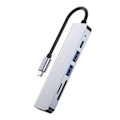 Miniatyrbild 2 av 6: Tech-Protect 6in1 USB-C Hub USB/USB-C/Minneskortläsare Grå