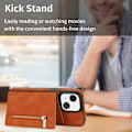 Miniatyrbild 6 av 6: iPhone 15 Skal Läder Med Plånboksfunktion Brun