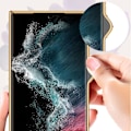 Miniatyrbild 2 av 4: GKK Galaxy S24 Skal Härdat Glas Electroplate Marmor Blå