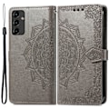 Miniatyrbild 1 av 5: Samsung Galaxy A14 4G/5G Fodral Mandala Läder Grå