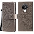 Miniatyrbild 1 av 6: Nokia G10 / G20 Fodral Tryckt Mandala Läder Grå
