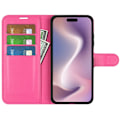 Miniatyrbild 2 av 6: iPhone 16 Pro Max Fodral Litchi Läder Textur Rosa
