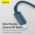 Miniatyrbild 3 av 6: BASEUS 1.5 m 3in1 USB-C/Lightning/MicroUSB Blå