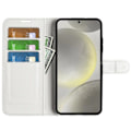 Miniatyrbild 2 av 6: Samsung Galaxy S24 FE Fodral Litchi Läder Textur Vit