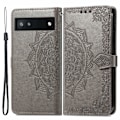 Miniatyrbild 1 av 6: Google Pixel 6A Fodral Mandala Läder Grå