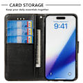 Miniatyrbild 3 av 6: iPhone 15 Fodral Solid Läder Med Snodd Svart