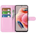 Miniatyrbild 2 av 6: Xiaomi Redmi Note 12 4G Fodral Litchi Läder Ljus Rosa